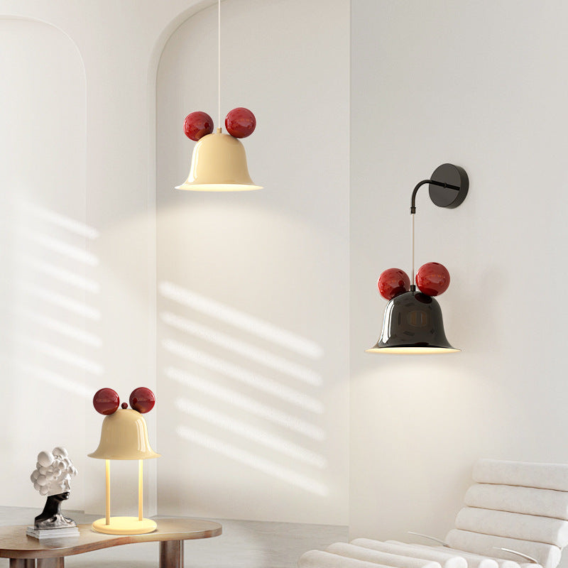 Lámpara de aplique de pared de hierro con forma de campana redonda creativa contemporánea de 1 luz para dormitorio 