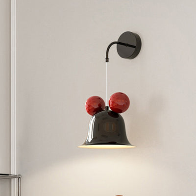 Lámpara de aplique de pared de hierro con forma de campana redonda creativa contemporánea de 1 luz para dormitorio 