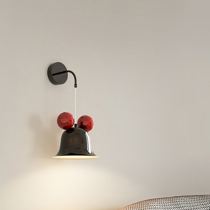 Lámpara de aplique de pared de hierro con forma de campana redonda creativa contemporánea de 1 luz para dormitorio 