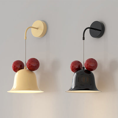 Lámpara de aplique de pared de hierro con forma de campana redonda creativa contemporánea de 1 luz para dormitorio 