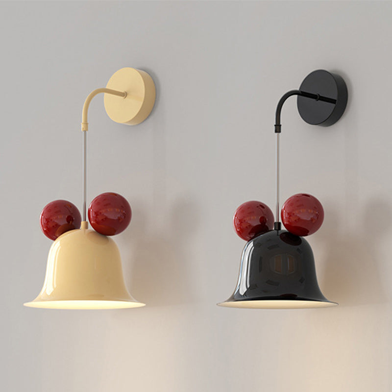 Lámpara de aplique de pared de hierro con forma de campana redonda creativa contemporánea de 1 luz para dormitorio 