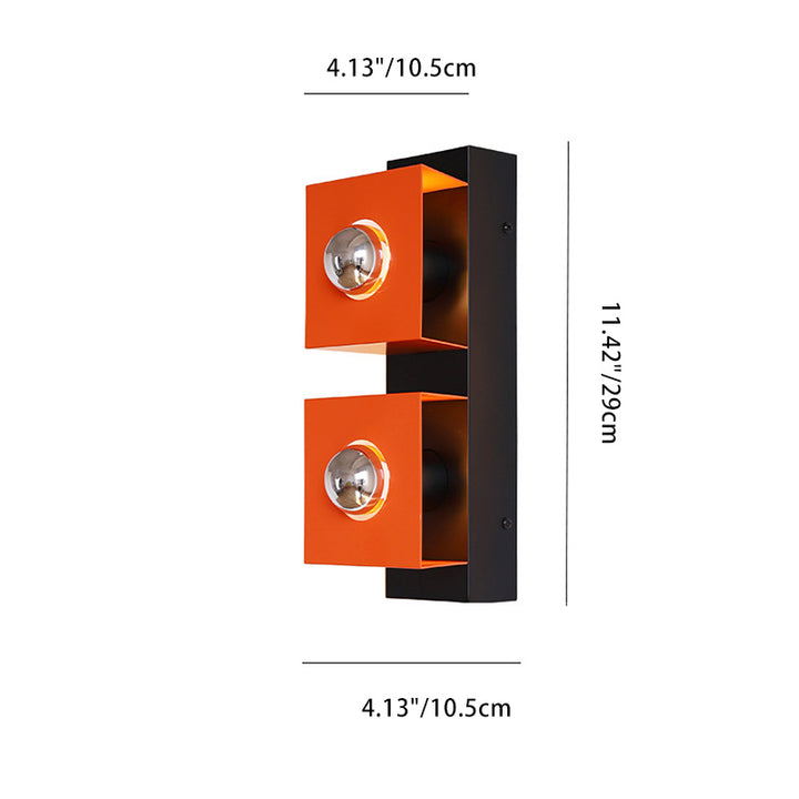 Zeitgenössische Retro Quadrat Rechteck Eisen Schatten 2-Licht Wand Leuchte Lampe Für Wohnzimmer 