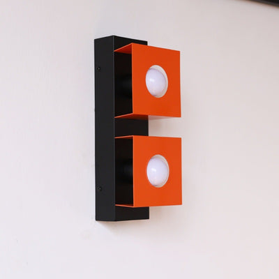 Zeitgenössische Retro Quadrat Rechteck Eisen Schatten 2-Licht Wand Leuchte Lampe Für Wohnzimmer 