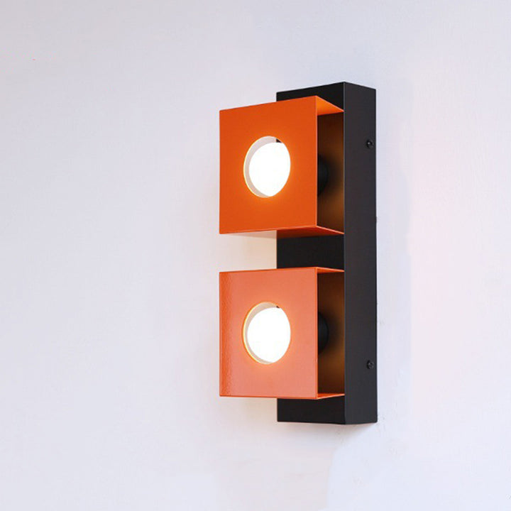 Zeitgenössische Retro Quadrat Rechteck Eisen Schatten 2-Licht Wand Leuchte Lampe Für Wohnzimmer 