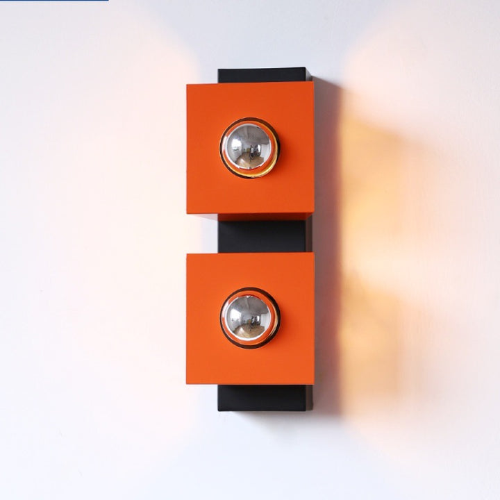 Zeitgenössische Retro Quadrat Rechteck Eisen Schatten 2-Licht Wand Leuchte Lampe Für Wohnzimmer 