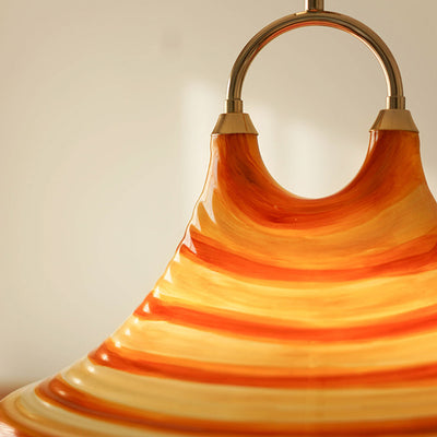 Modern Art Deco Round Horn Shape Brass Acrylic 2-Light Pendant Light For Living Room