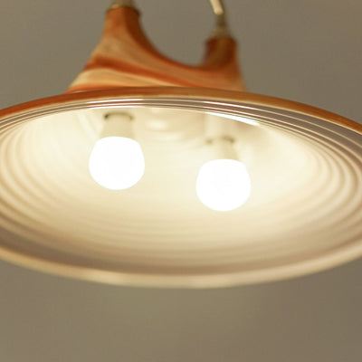 Modern Art Deco Round Horn Shape Brass Acrylic 2-Light Pendant Light For Living Room