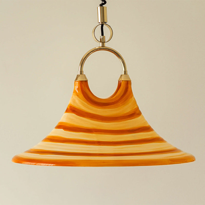 Modern Art Deco Round Horn Shape Brass Acrylic 2-Light Pendant Light For Living Room