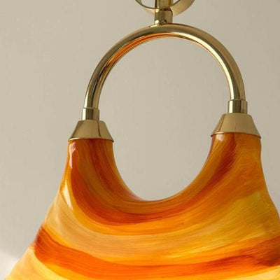 Modern Art Deco Round Horn Shape Brass Acrylic 2-Light Pendant Light For Living Room