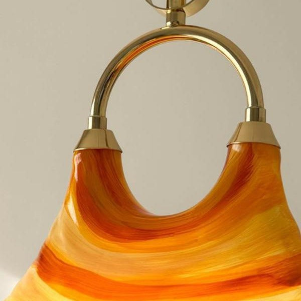 Modern Art Deco Round Horn Shape Brass Acrylic 2-Light Pendant Light For Living Room