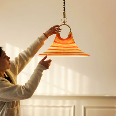 Modern Art Deco Round Horn Shape Brass Acrylic 2-Light Pendant Light For Living Room