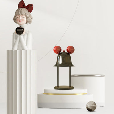 Lámpara de mesa contemporánea creativa con pantalla de hierro en forma de campana cilíndrica de 1 luz para dormitorio 