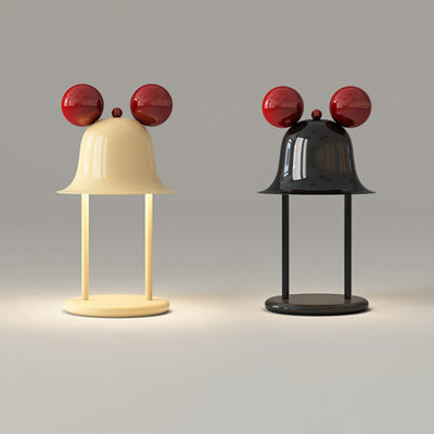 Lámpara de mesa contemporánea creativa con pantalla de hierro en forma de campana cilíndrica de 1 luz para dormitorio 