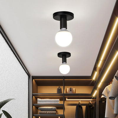 Modern Simplicity Cylinder Iron 1-Light Flush Mount Ceiling Light For Hallway