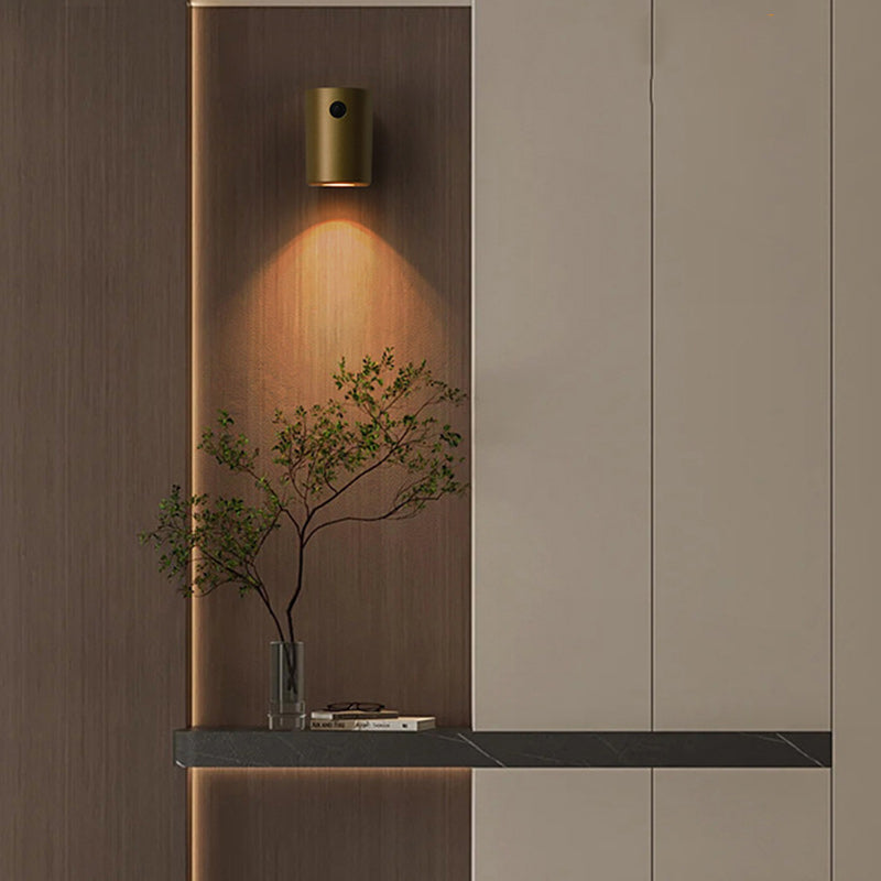 Applique murale LED en résine avec cylindre de charge électromagnétique à succion minimaliste moderne pour chambre 