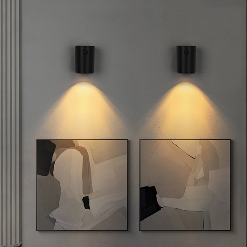 Applique murale LED en résine avec cylindre de charge électromagnétique à succion minimaliste moderne pour chambre 