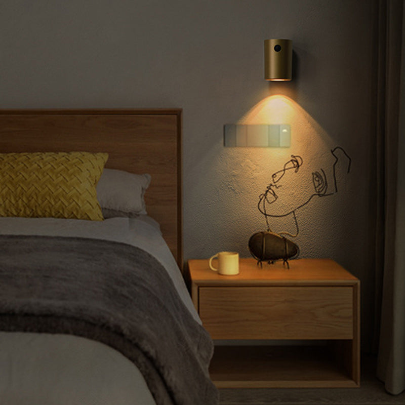 Applique murale LED en résine avec cylindre de charge électromagnétique à succion minimaliste moderne pour chambre 