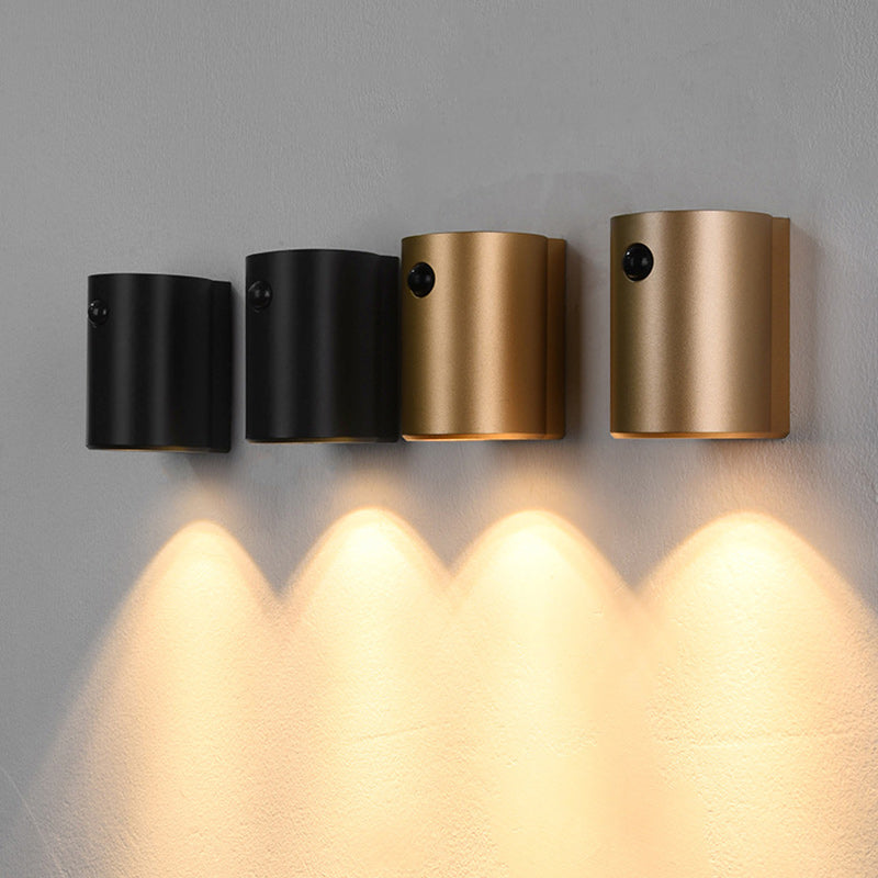 Applique murale LED en résine avec cylindre de charge électromagnétique à succion minimaliste moderne pour chambre 