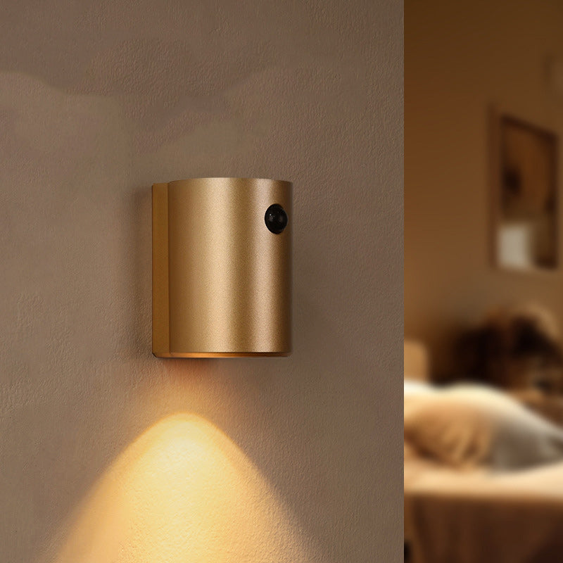 Applique murale LED en résine avec cylindre de charge électromagnétique à succion minimaliste moderne pour chambre 