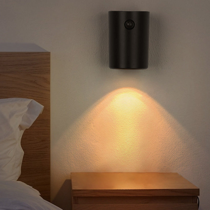 Applique murale LED en résine avec cylindre de charge électromagnétique à succion minimaliste moderne pour chambre 