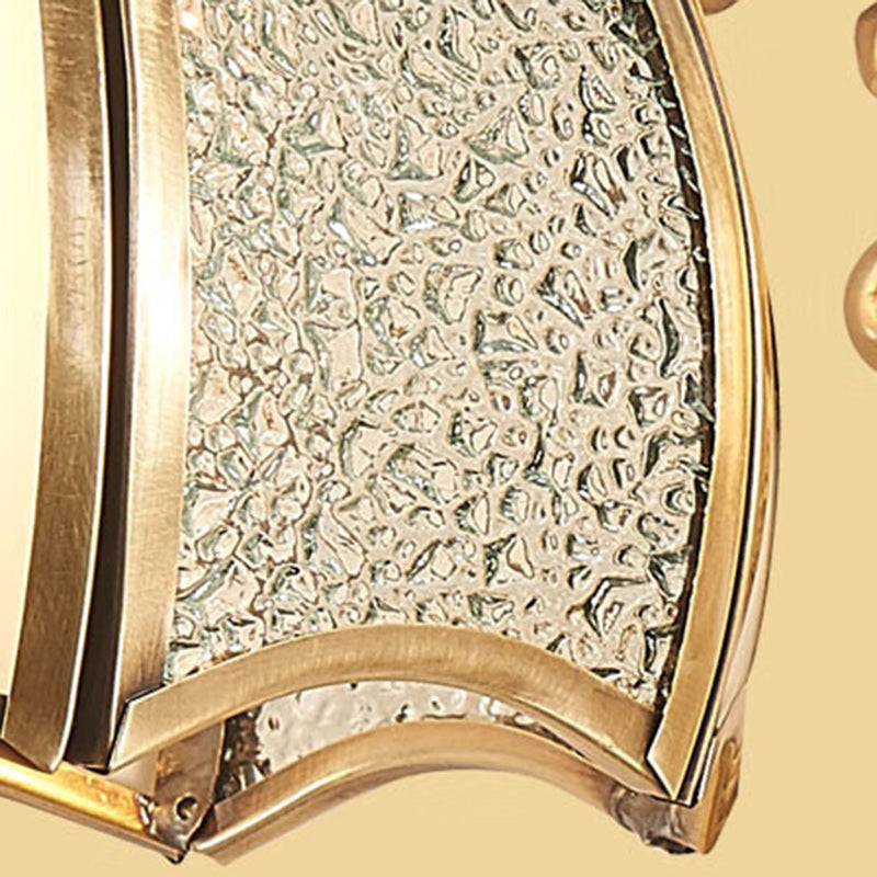 Bougeoir en forme de fleur avec tige incurvée moderne de luxe, cadre en laiton massif, abat-jour en verre, applique murale 1/2 lumière pour salon 