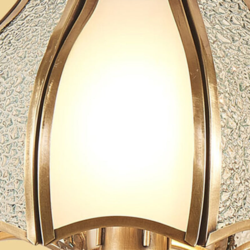 Modern Luxury Curved Rod Flower Shape Candle Holder Full Brass Frame Glass Shade 1/2 Light Wall Sconce Lamp For Living Room