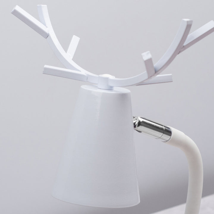 Modern Art Deco Cylinder Antler Wooden Base Iron Shade 1-Light Aromatherapy Melting Wax Table Lamp For Bedroom