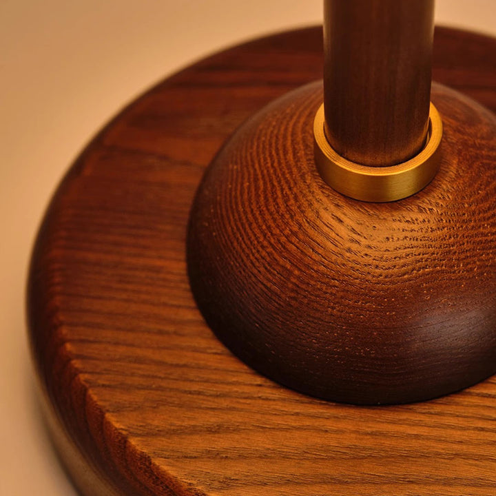 Lampe de table 1 lumière en bois massif avec dôme traditionnel français et tissu à motif floral pour chambre 