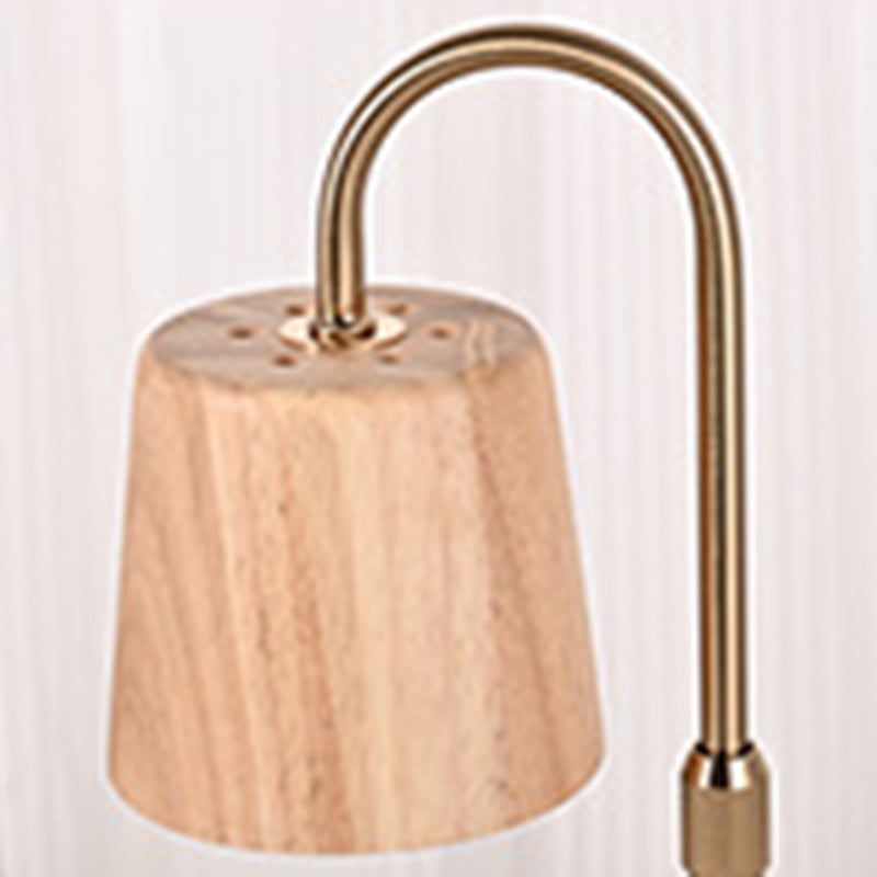 Lampe de Table à Cire Fondante Aromatique en Fer à Base de Bois Cylindrique Carré Minimaliste Moderne à 1 Lumière pour Chambre 
