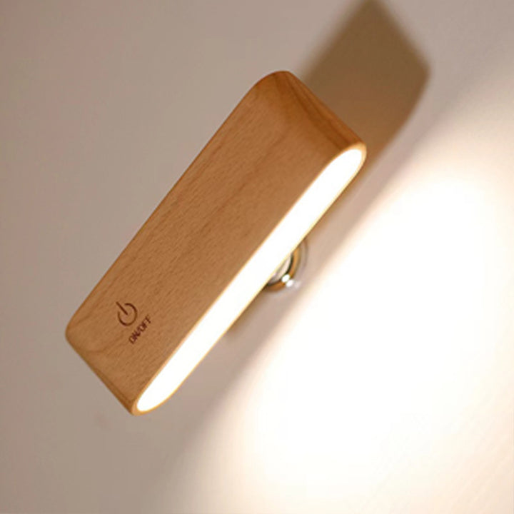 Applique murale LED rectangulaire en bois magnétique minimaliste moderne pour chambre à coucher 