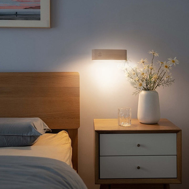 Applique murale LED rectangulaire en bois magnétique minimaliste moderne pour chambre à coucher 