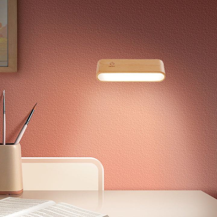 Applique murale LED rectangulaire en bois magnétique minimaliste moderne pour chambre à coucher 