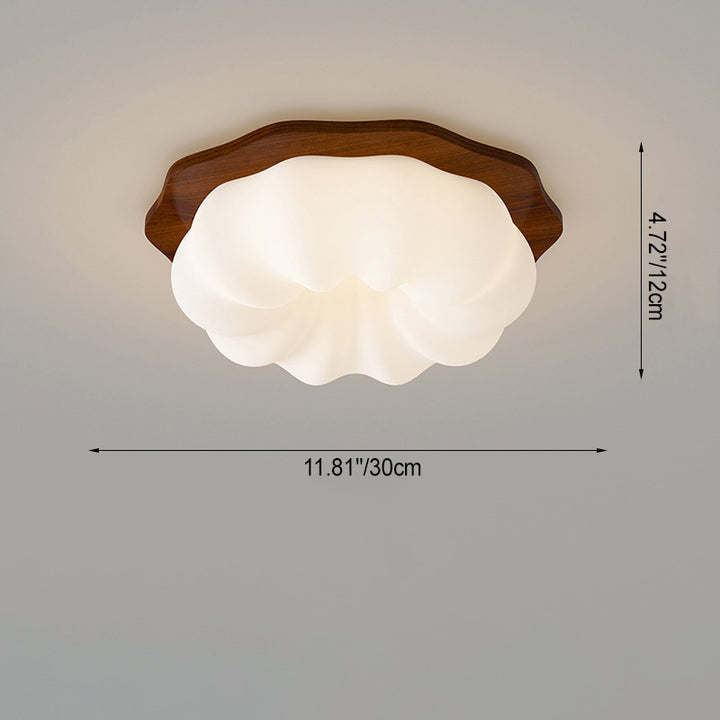 Moderno Minimalista Forma de Nube de Calabaza Madera Maciza Plástico LED Lámpara de Techo Empotrada para Dormitorio 