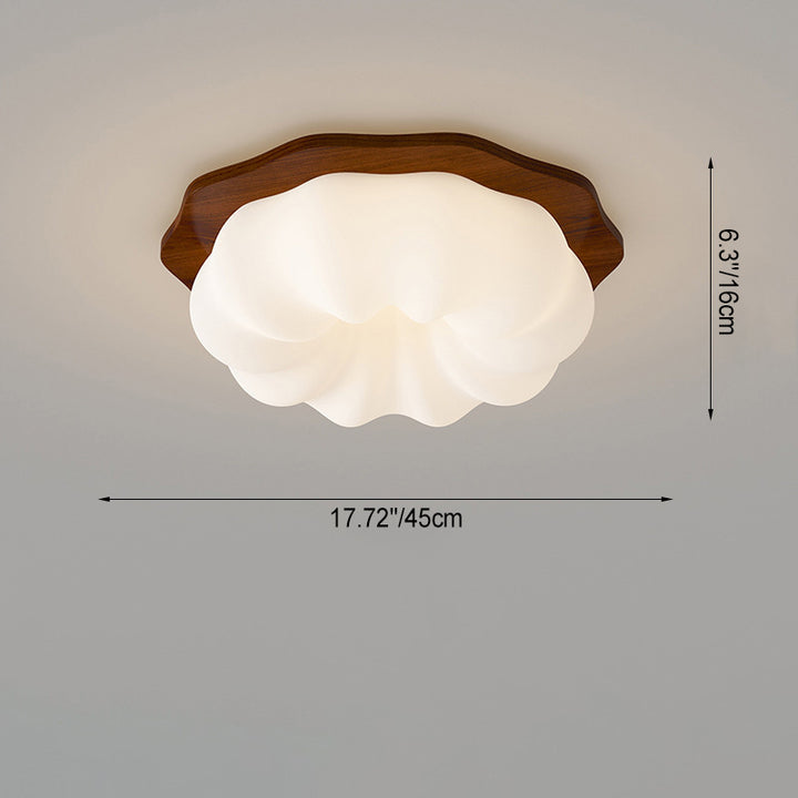Moderno Minimalista Forma de Nube de Calabaza Madera Maciza Plástico LED Lámpara de Techo Empotrada para Dormitorio 