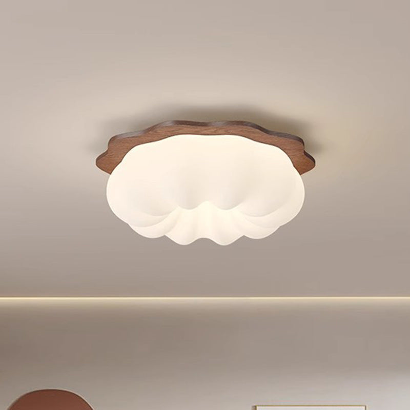 Moderno Minimalista Forma de Nube de Calabaza Madera Maciza Plástico LED Lámpara de Techo Empotrada para Dormitorio 