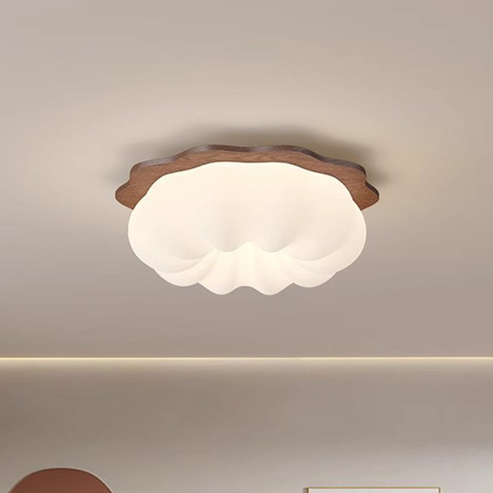 Moderno Minimalista Forma de Nube de Calabaza Madera Maciza Plástico LED Lámpara de Techo Empotrada para Dormitorio 
