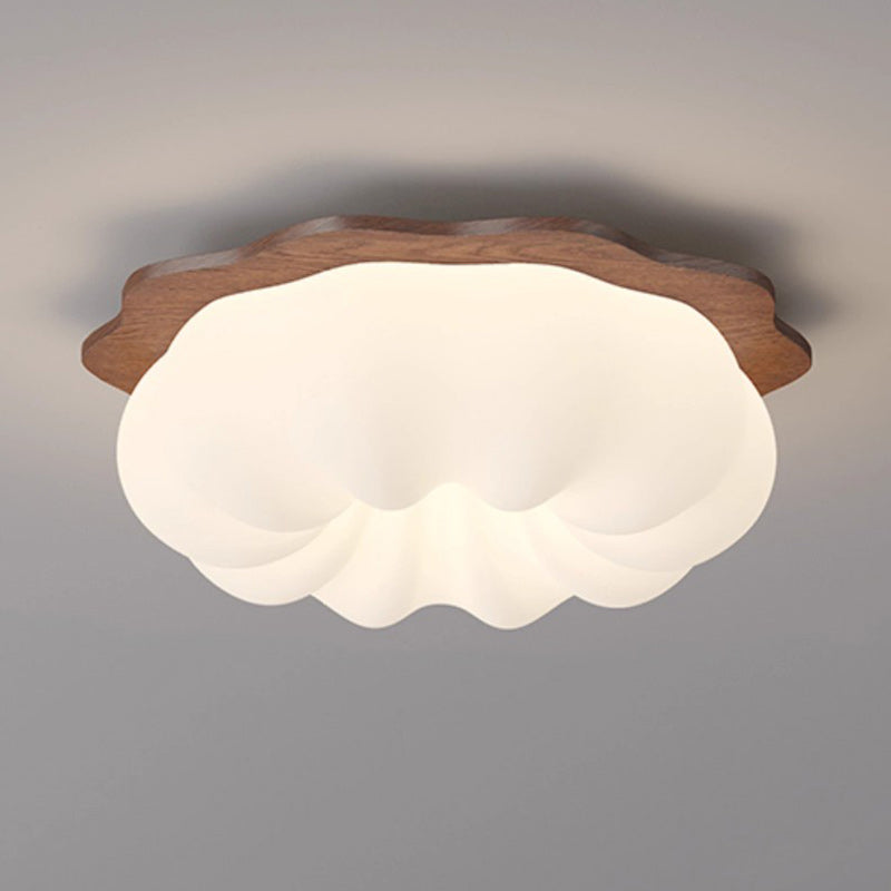 Moderno Minimalista Forma de Nube de Calabaza Madera Maciza Plástico LED Lámpara de Techo Empotrada para Dormitorio 