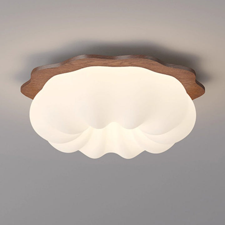 Moderno Minimalista Forma de Nube de Calabaza Madera Maciza Plástico LED Lámpara de Techo Empotrada para Dormitorio 