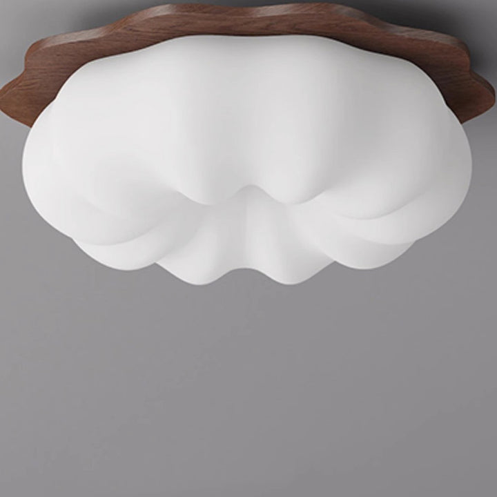 Moderno Minimalista Forma de Nube de Calabaza Madera Maciza Plástico LED Lámpara de Techo Empotrada para Dormitorio 