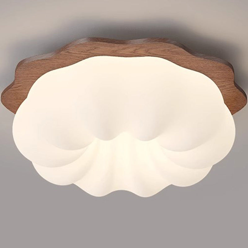 Moderno Minimalista Forma de Nube de Calabaza Madera Maciza Plástico LED Lámpara de Techo Empotrada para Dormitorio 