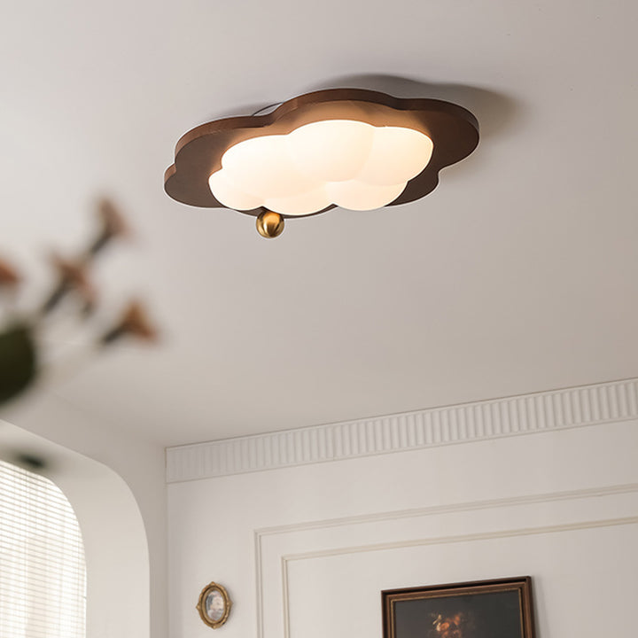 Zeitgenössische kreative Wolke Pentagramm Herz Massivholz Eisen Acryl LED Unterputz Deckenleuchte für Schlafzimmer 