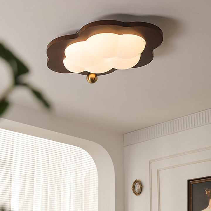 Zeitgenössische kreative Wolke Pentagramm Herz Massivholz Eisen Acryl LED Unterputz Deckenleuchte für Schlafzimmer 