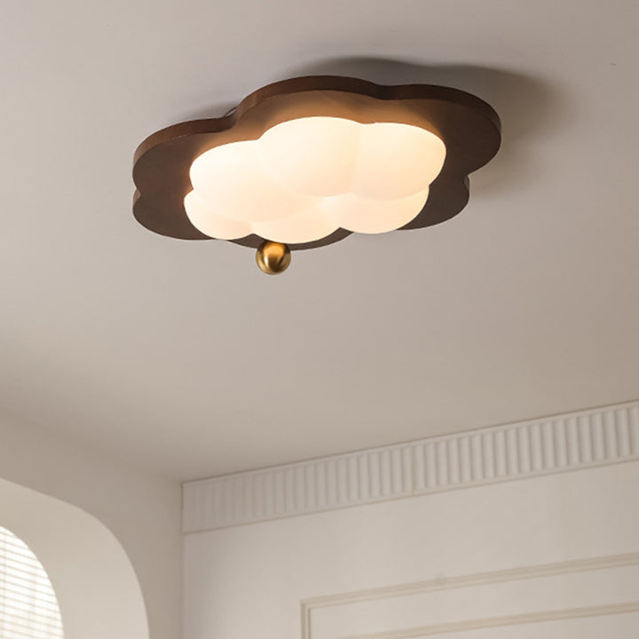 Zeitgenössische kreative Wolke Pentagramm Herz Massivholz Eisen Acryl LED Unterputz Deckenleuchte für Schlafzimmer 