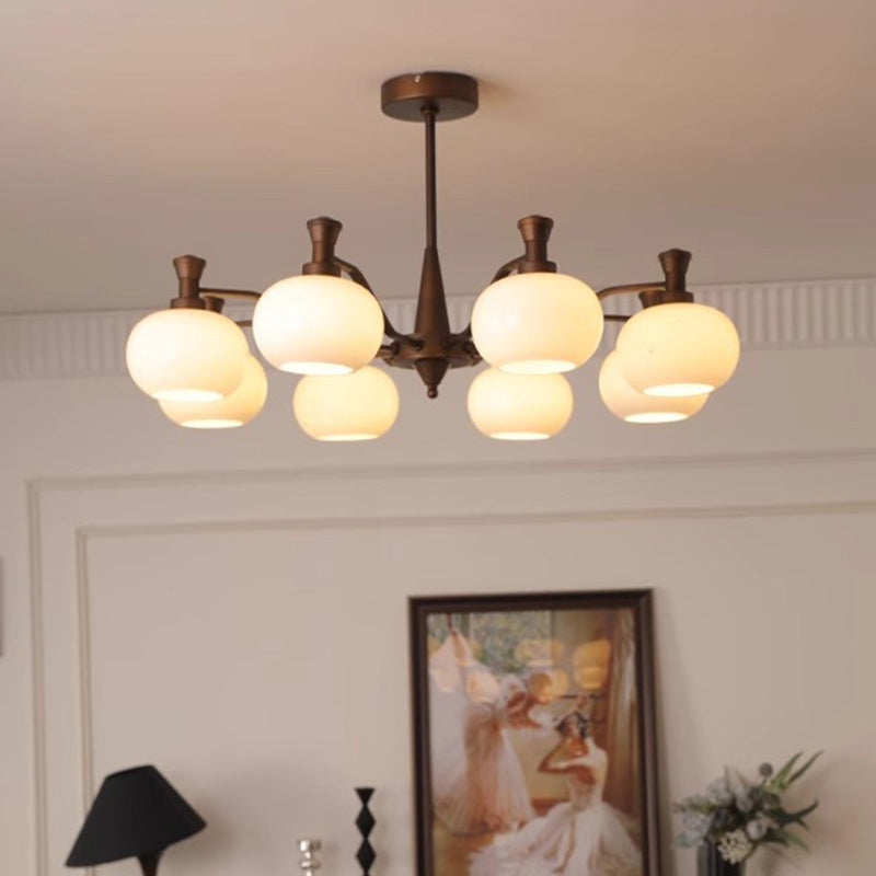 Traditioneller Vintage-Zweig, rund, Eisenglas, 6/8/10 Lichter, Kronleuchter für Wohnzimmer 