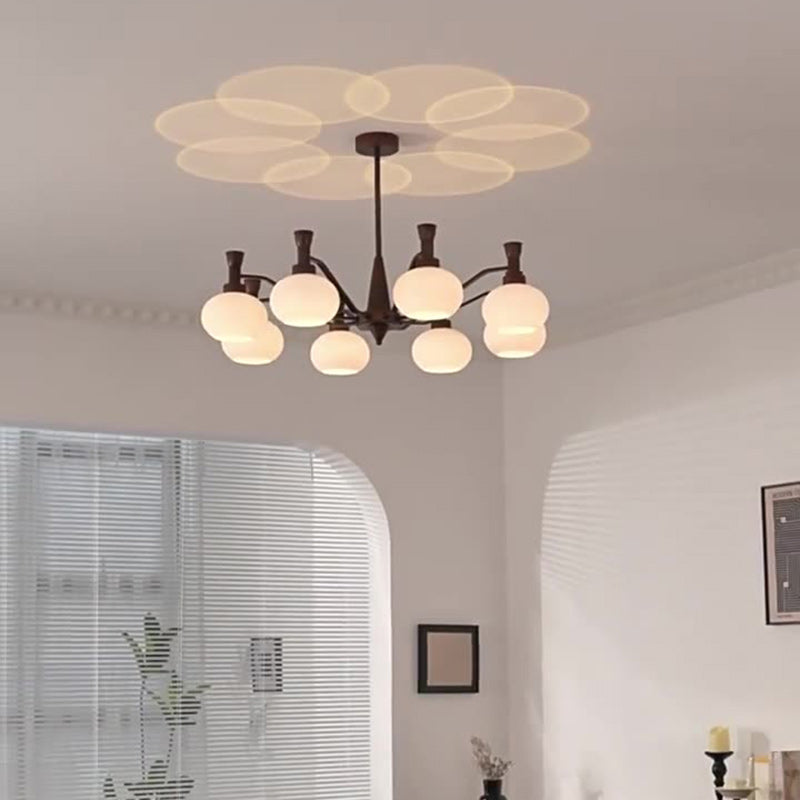 Traditioneller Vintage-Zweig, rund, Eisenglas, 6/8/10 Lichter, Kronleuchter für Wohnzimmer 