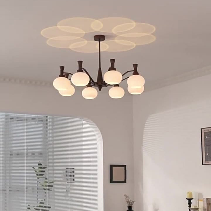 Traditioneller Vintage-Zweig, rund, Eisenglas, 6/8/10 Lichter, Kronleuchter für Wohnzimmer 