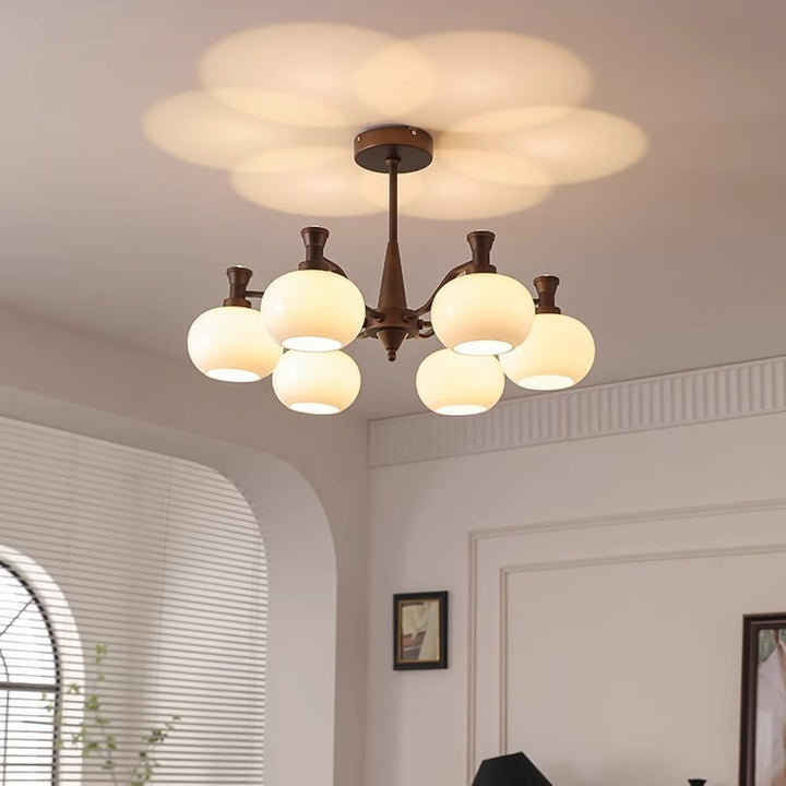 Traditioneller Vintage-Zweig, rund, Eisenglas, 6/8/10 Lichter, Kronleuchter für Wohnzimmer 