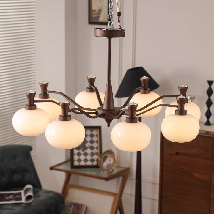 Traditioneller Vintage-Zweig, rund, Eisenglas, 6/8/10 Lichter, Kronleuchter für Wohnzimmer 
