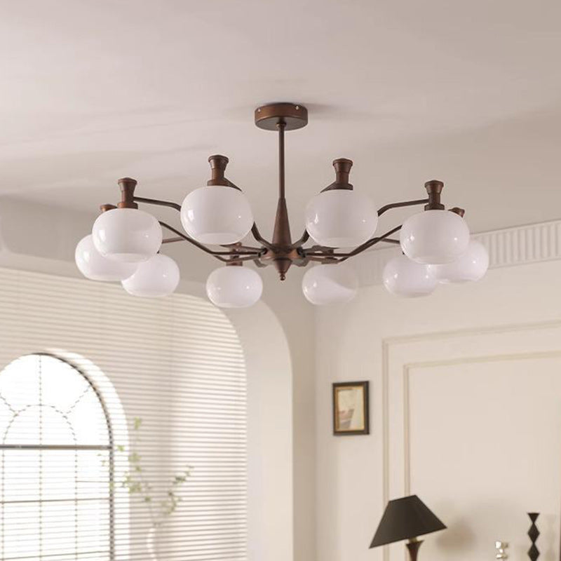 Traditioneller Vintage-Zweig, rund, Eisenglas, 6/8/10 Lichter, Kronleuchter für Wohnzimmer 
