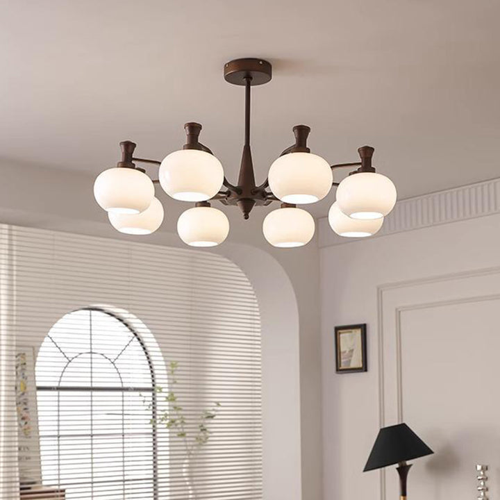 Traditioneller Vintage-Zweig, rund, Eisenglas, 6/8/10 Lichter, Kronleuchter für Wohnzimmer 